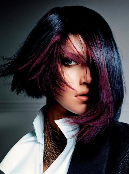 epäsymmetriset kampaukset violetti musta epäsymmetrinen kampaus violetti