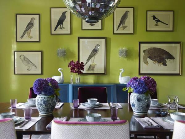 houkutteleva väripaletti sisustuksessa ruokasalin vihreä seinä