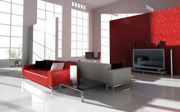 houkutteleva väripaletti sisustuksen olohuoneessa punainen