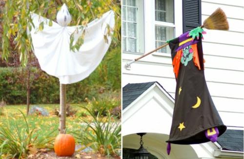 ulkona puutarhan koristelu halloween -ideoita tee se itse DIY aave noita