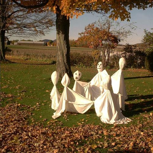 ulkona koristelu halloween -ideoita tee se itse DIY aave tanssi