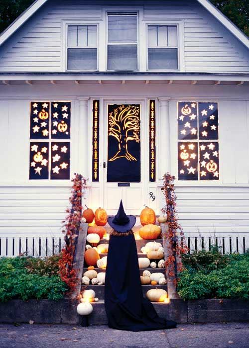 ulkokoristelu halloween -ideat tee se itse DIY -portaiden valot