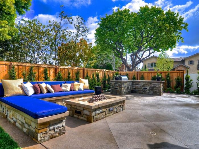 Rakenna itsellesi ulkokeittiö luonnonkivisohva sohva puutarha lounge avotakka