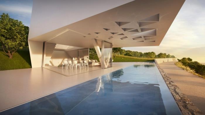 poikkeukselliset loma -asunnot moderni arkkitehtuuri futuristinen betoni -ulkouima -allas