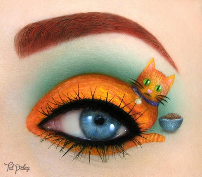 silmät meikkimeikkitaiteilija Tal Peleg oranssi kissa