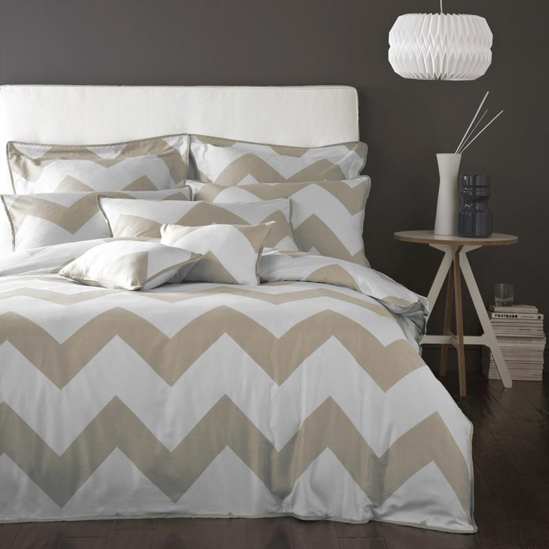 epätavallinen vuodevaatteet chevron kuvio beige valkoinen