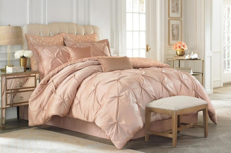 Upeat yksiväriset vuodevaatteet, tumman vaaleanpunainen, romanttisen makuuhuoneen luomiseksi