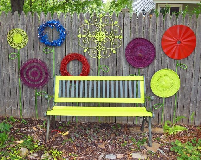 tee epätavallisia puutarhakoristeita itse kierrätysideoita diy koristelu kirkkaita värejä