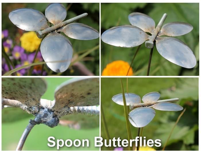 Tee epätavallisia puutarhakoristeita itse kierrätysideoita diy koristelu perhosia lusikoista