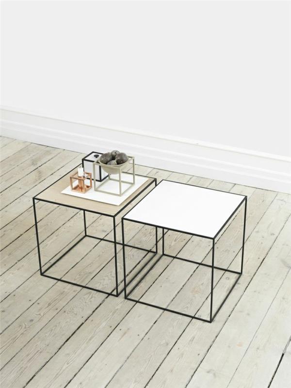 epätavalliset huonekalut skandinaaviset designpöydät kirkkaita