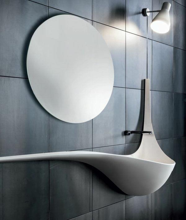 pyöreä kylpyhuoneen peili jätetty pesuallas pyöreä kylpyhuoneen peili kylpyhuoneen laatat tummanharmaa