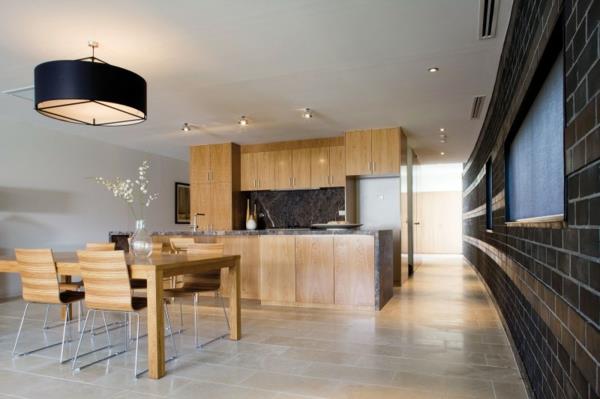Australian duplex -muotoilu puinen julkisivu puinen keittiökaappi ruokapöytä