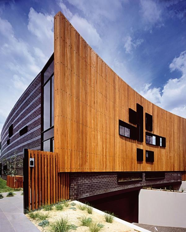 Australian kaksinkertaisen talon suunnittelu puinen julkisivu tiiliseinä