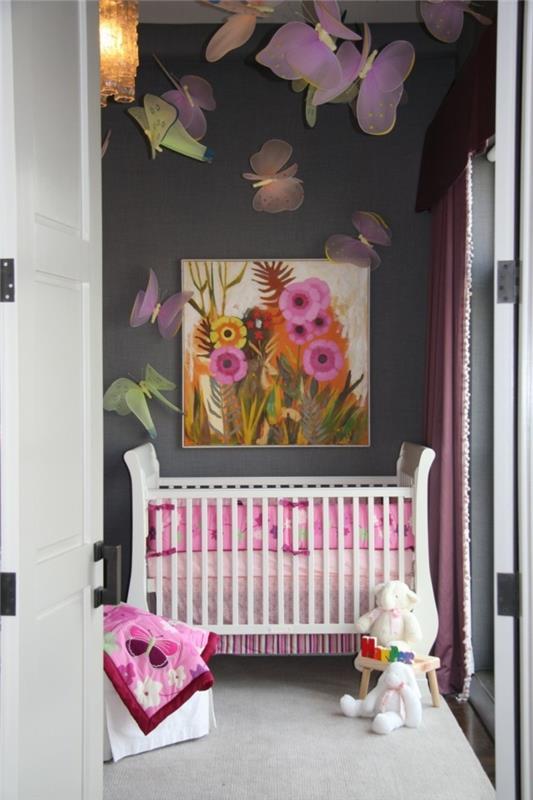vauvan huoneen sisustusideoita epätavallinen seinäkoriste kevyt matto