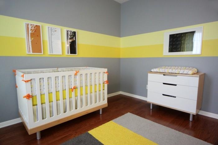 Yhdistä vauvan huoneen värit harmaa keltainen
