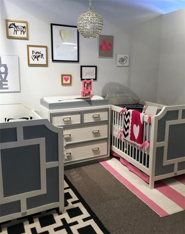 vauvan huoneen värit harmaat sävyt raidallinen kuvio