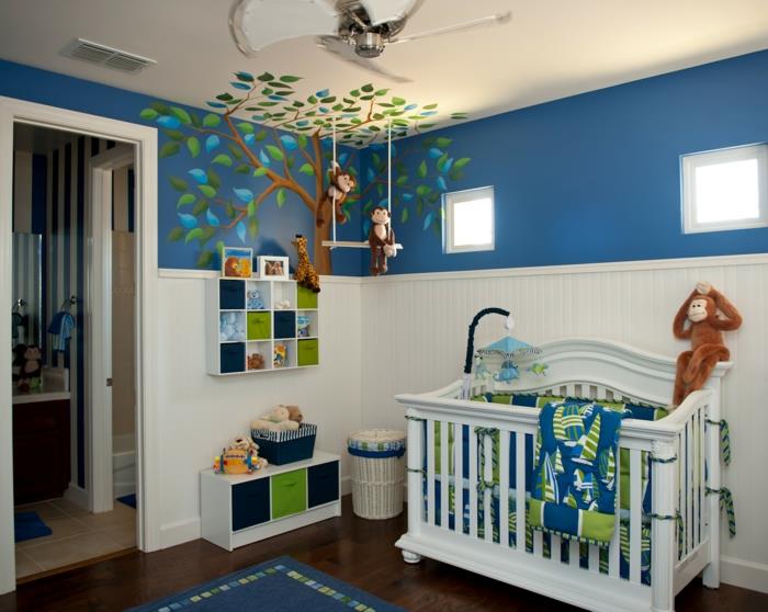 vauvan huoneen suunnittelu sininen maton seinän suunnittelu valkoinen sininen