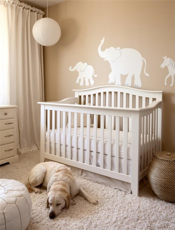 vauvan huone ideoita beige valkoinen yhdistää matto koira