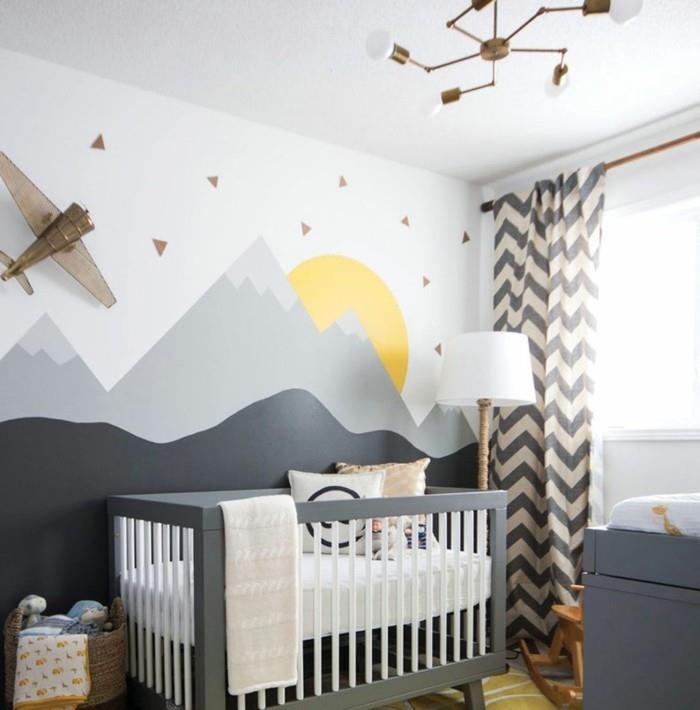 vauvahuoneideoita moderni muotoilu siksak -kuvioiset verhot