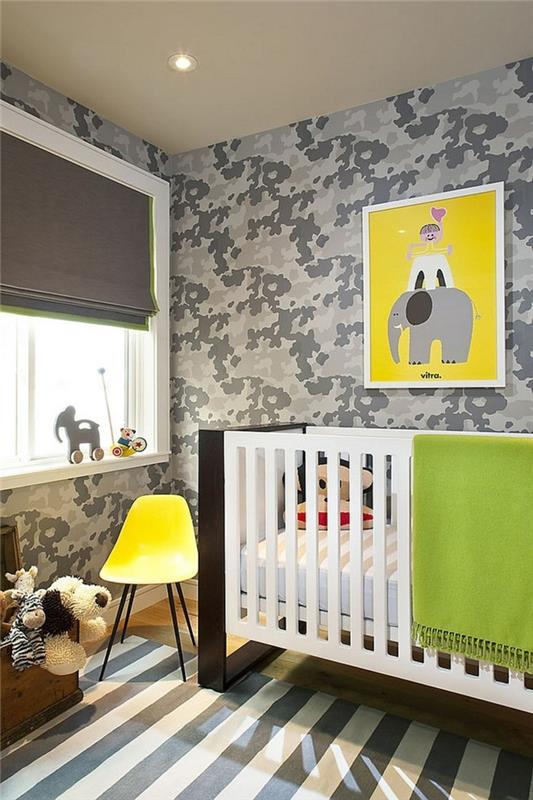 vauvahuone ideoita moderni seinän suunnittelu raita matto tuoreita aksentteja
