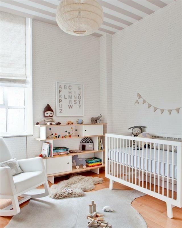 vauvahuone ideoita matto keinutuoli valkoinen pinnasänky