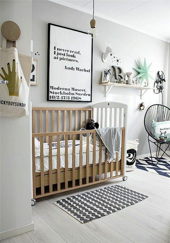 lastenhuone ideoita seinän suunnittelu ja huonekalut vauvan sänky puu