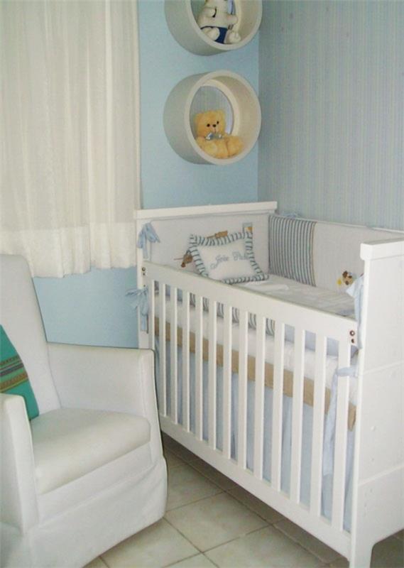 Täysin suunniteltu vauvan huoneen sininen kangas