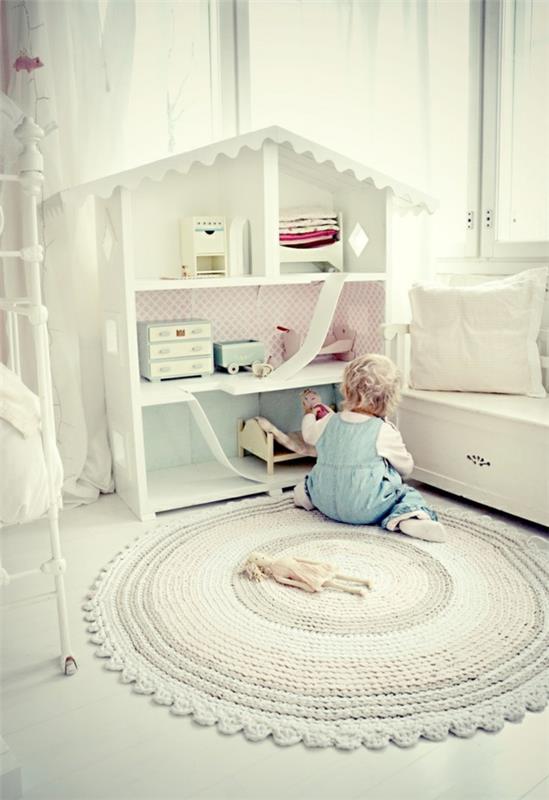 vauvan huoneen matto pyöreä valkoinen