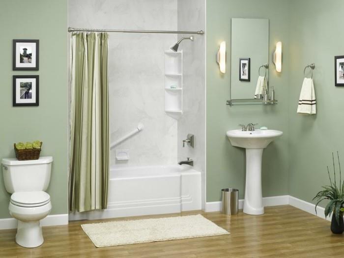 kylpyhuonekalusteet sisustusideoita sisustusesimerkkejä vaaleanvihreä indigo