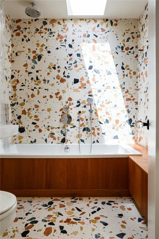 kylpyhuone ideoita mosaiikki näyttää seinä