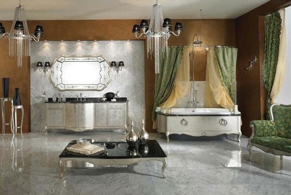 kylpyhuoneen kalusteet kiiltävät lattialaatat marmorilta