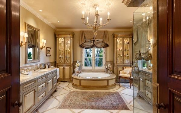 kylpyhuonekalusteet pyöreä kylpyamme ja persialainen matto