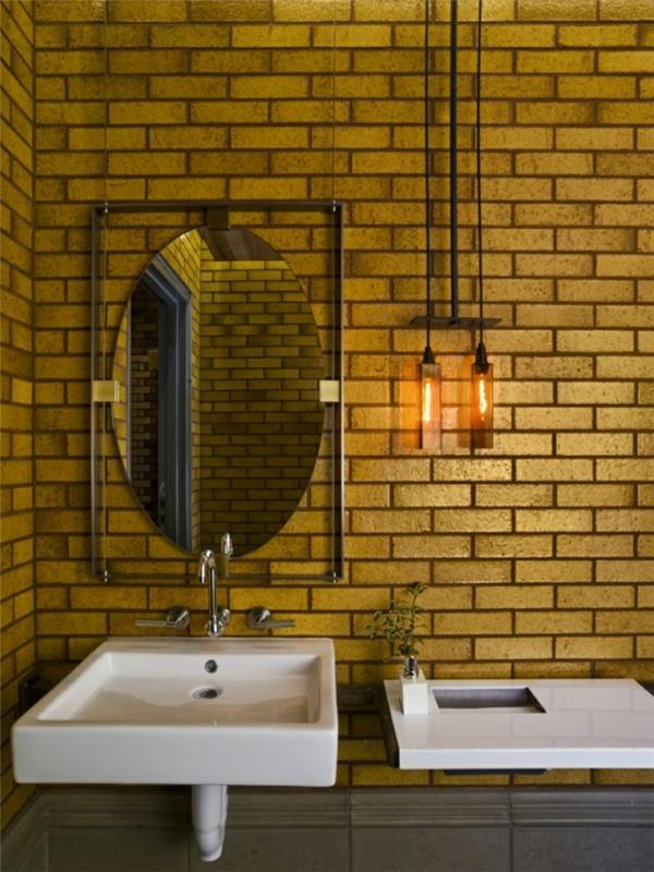 kylpy laatat epätavallinen seinän suunnittelu keltainen seinälaatat