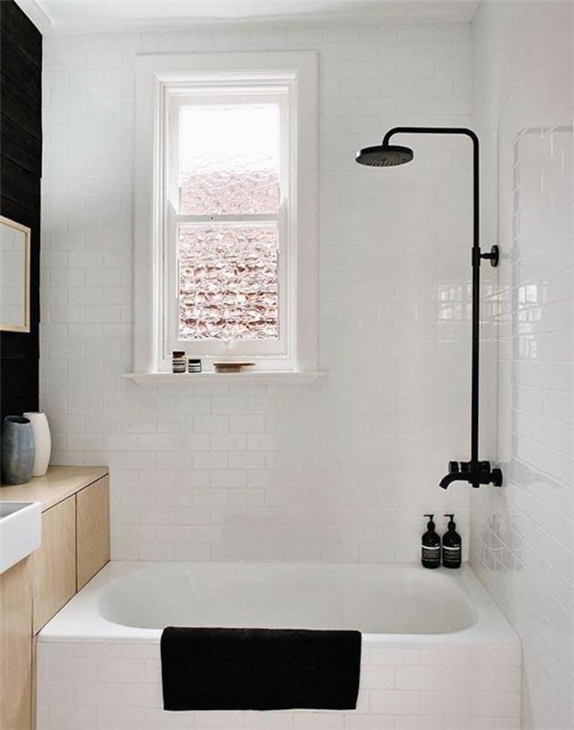 kylpyhuone laatat valkoinen musta aksentti kylpyhuone ideoita pieni kylpyhuone