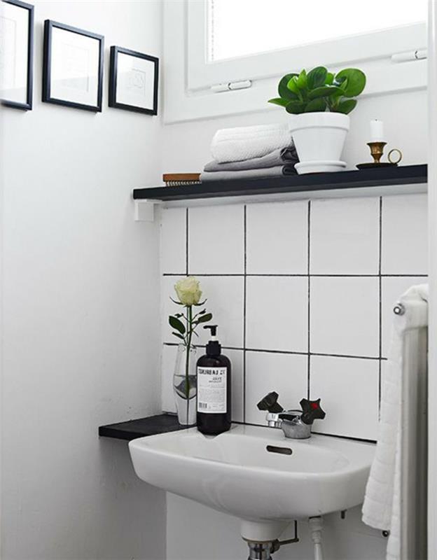 kylpyhuone laatat valkoinen musta laasti pieni kylpyhuone ideoita deco ideoita