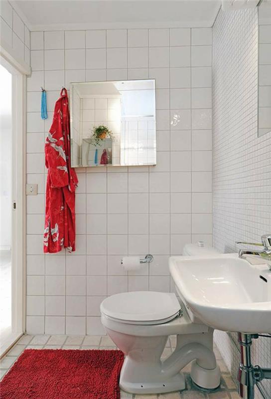 kylpyhuone laatat valkoinen kylpyhuone laatat punainen aksentti kylpyhuone ideoita