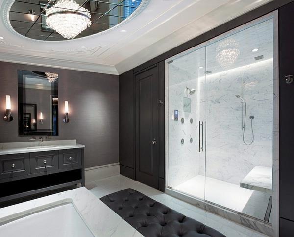 kylpyhuoneen huonekalut kylpyhuonekalusteet musta valkoinen marmorinen suihkulasi