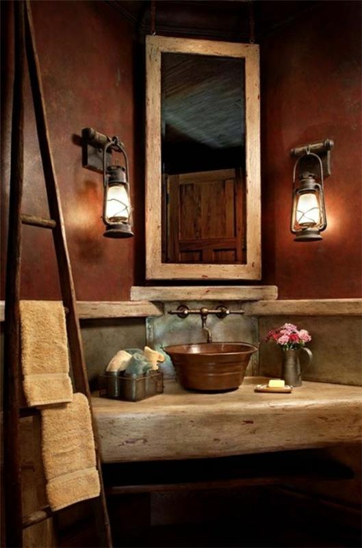 kylpeä kuten keskiajalla puuta ja betonia maalaismainen kylpyhuone sisustus
