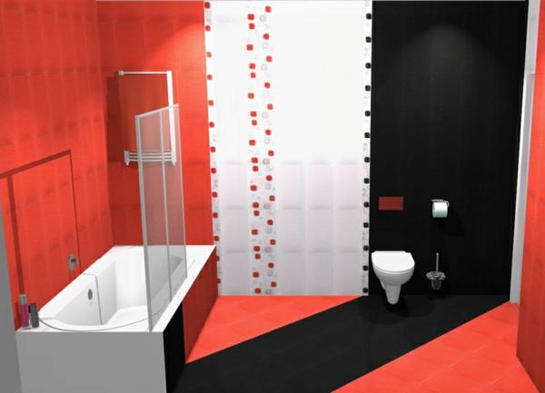 kylpyamme laatoitus moderni kylpyhuone seinälaatat lattialaatat musta valkoinen punainen