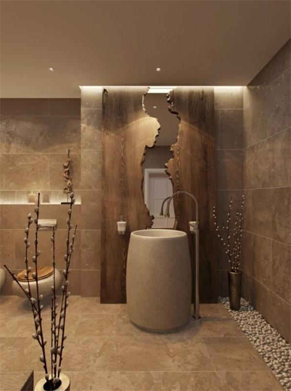 kylpyhuone ruskea epätavallinen kylpyhuone design kivet