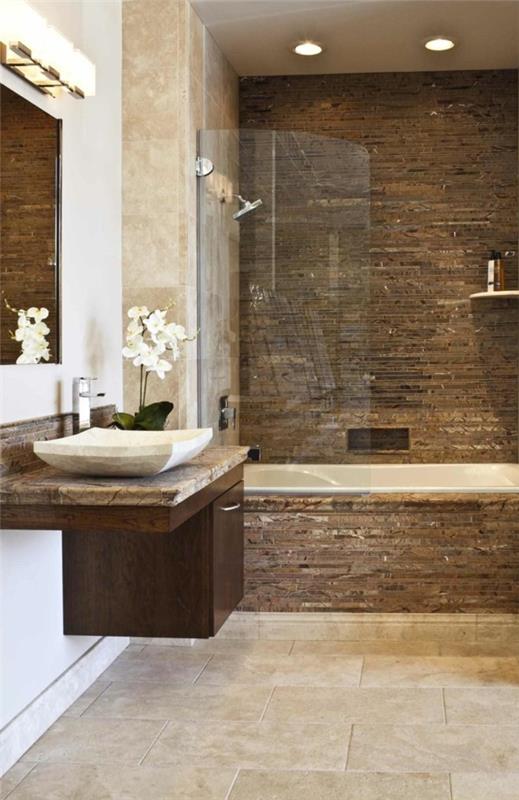 kylpyhuone ruskea beige yhdistelmä kylpyhuone ideoita