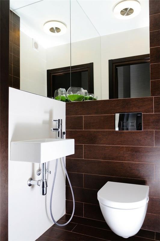kylpyhuone ruskea ruskea kylpyhuone laatat valkoiset elementit