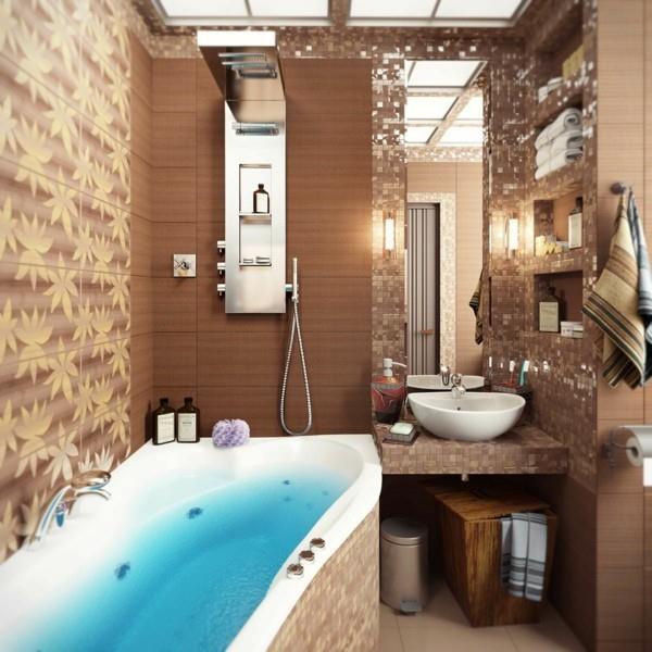 kylpyhuoneen ruskeat ruskean sävyt yhdistävät kylpyhuoneen laattakuvioita