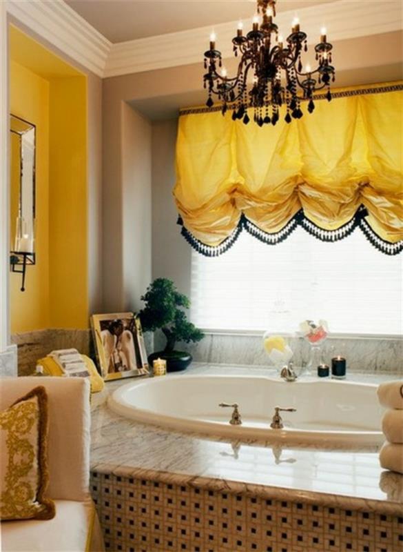 kylpyhuone design kylpyamme roolos keltainen