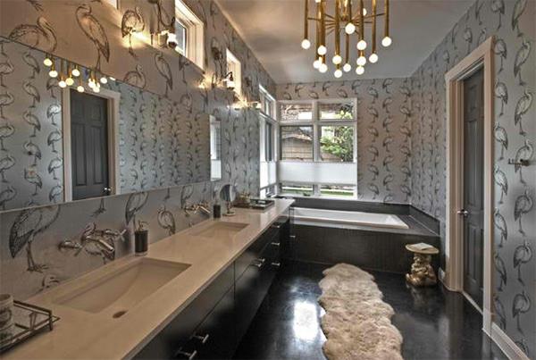kylpyhuoneen muotoilu kylpyhuoneen peili kylpyhuoneen huonekalut kattokruunu