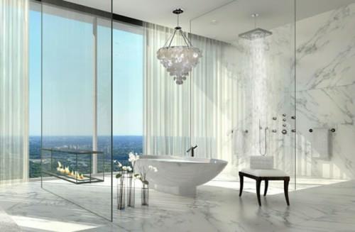 kylpyhuone malleja sisäänrakennettu takat idea kylpyamme lasiseinät