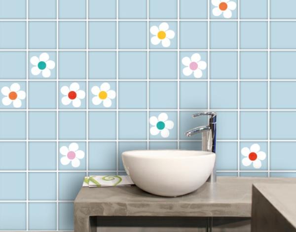 kylpyhuone laatta liima laatta tarroja kukat kuvio ideoita