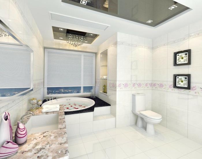 kylpyhuone design kylpyamme ikkuna valkoinen kylpyhuone laatat
