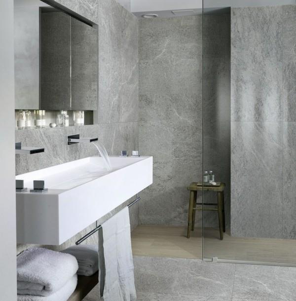 kylpyhuone harmaa harmaa kylpyhuone laatat kaunis valkoinen pesuallas