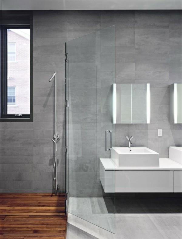 kylpyhuone harmaa kaunis lattia puu näyttää lasiovet